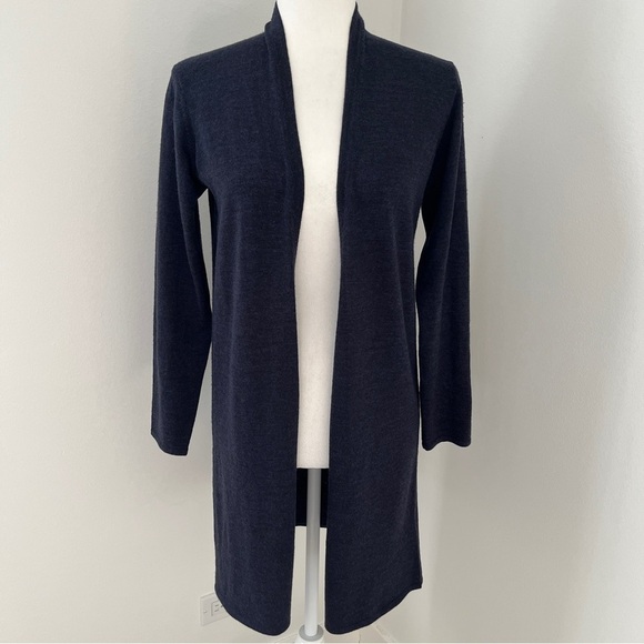 Eileen Fisher Sweaters - Eileen Fisher Cardigan Sweater 100% Marino Wool Italian Yarn Navy Blue Sz PS*I5